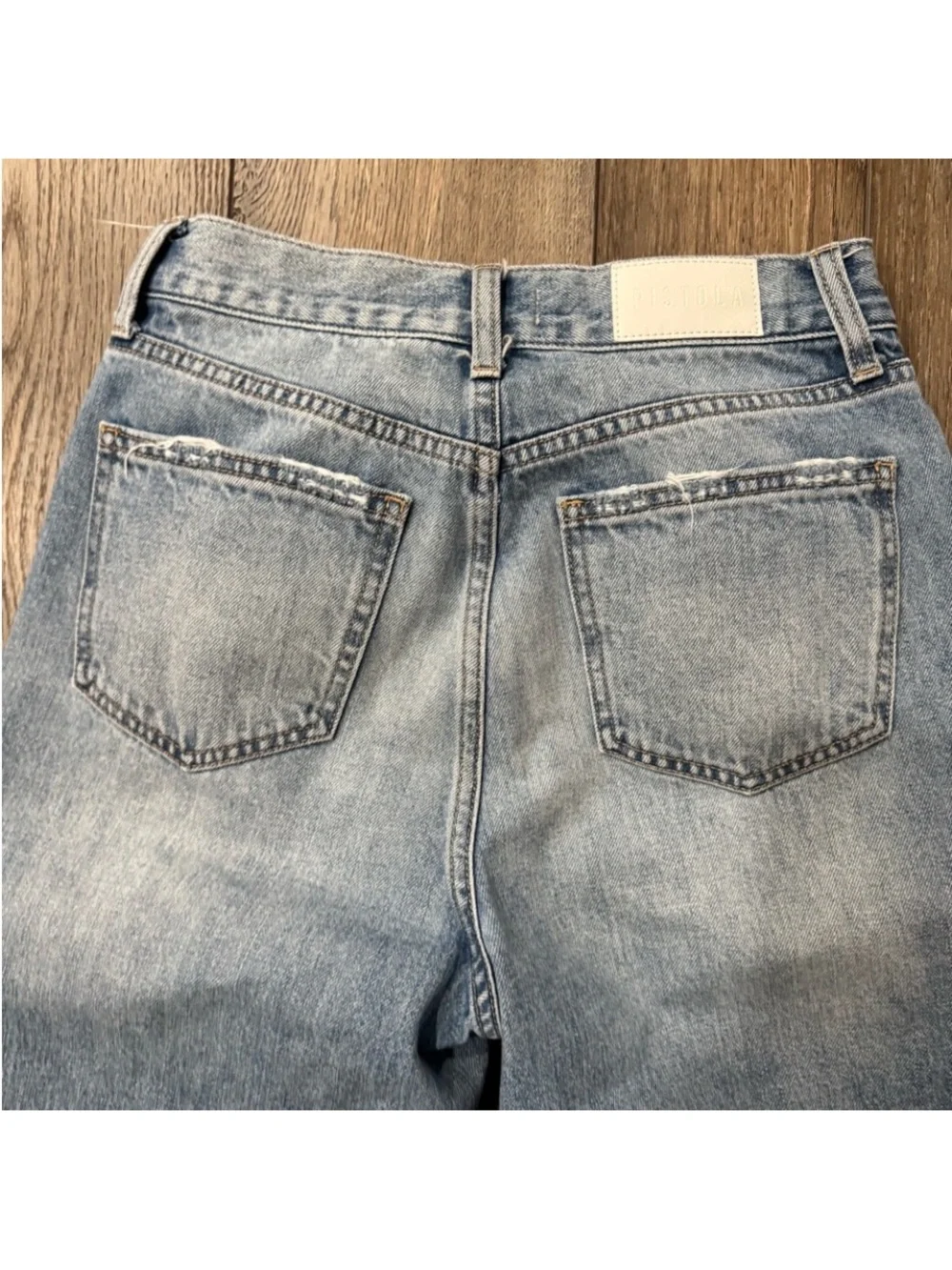 Pistola Women’s Vintage-Inspired Light Blue Distressed Wide Leg Jeans Size 26